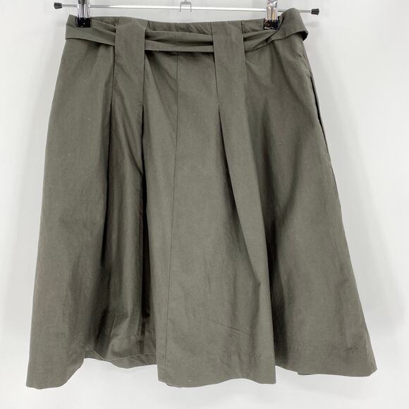 BANANA REPUBLIC Womens Skirt Cotton Size 2 Pleated Self-Tie Belt Mini A-Line - Picture 2 of 4